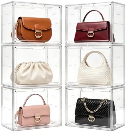 6 Pack Acrylic Display Case Purse Storage Organizer for Closet by Hijelyn