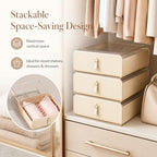 Bra Organizer for Closet, Stackable Pull-Out Drawer with Clear Top, Bra Storage Box for A-C Cup Bras, Teen Bras, Lingerie, Underwear, Socks, Scarves and Baby Clothes - Image 3