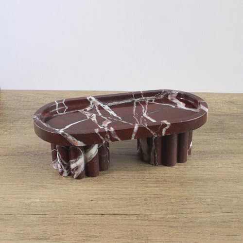 Natural Travertine Marble Oval Tray with 2 Legs, 10" Vanity Decorative Tray for Countertop Organizer, Catchall Tray for Perfume, Candles, Jewelry Dish - Image 5