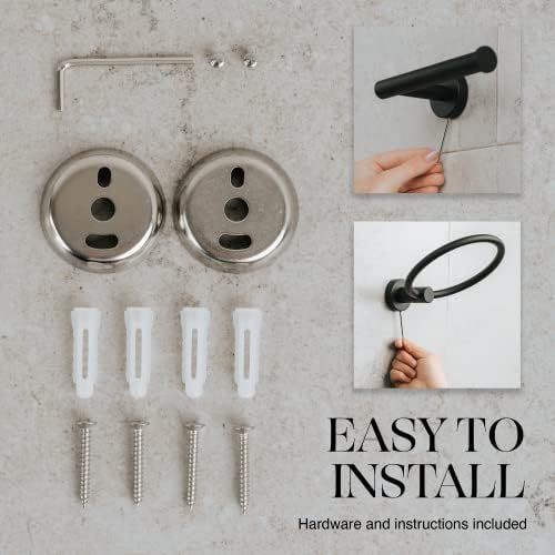 Marmolux Acc - 4 Piece Matte Black Bathroom Hardware Set - Towel Rack Set, Towel Holder & Wall Mounted Fixtures - Stainless Steel Matte Black Accessories - Image 4