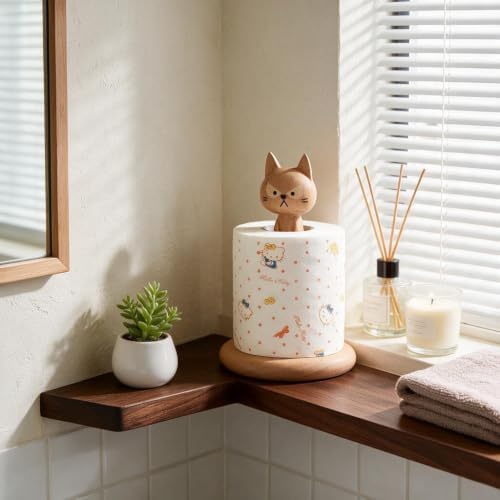 Wooden Toilet Paper Holder Funny Rustic Countertop Bath Tissue Roll Holder - Image 5