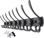 WEBI Coat Rack Wall Mount Long,8 Tri Hooks for Hanging Coats,30 inch Hook Rack Rail,Coat Hanger Wall Mounted for Clothes,Jacket,Hat,Black by WEBI