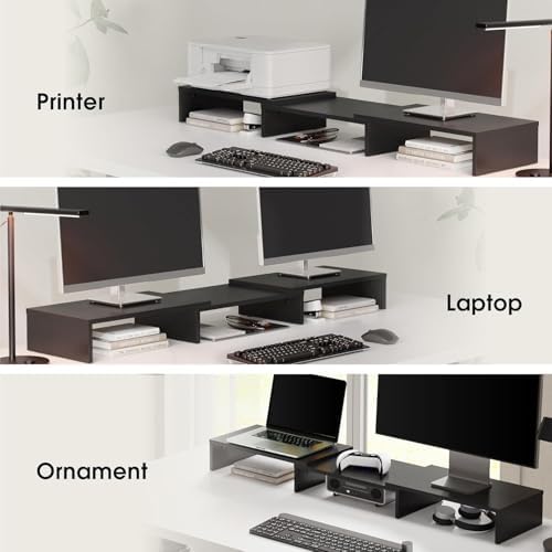 FITUEYES Dual Monitor Stand Riser, Adjustable Length and Angle, Black - Image 6