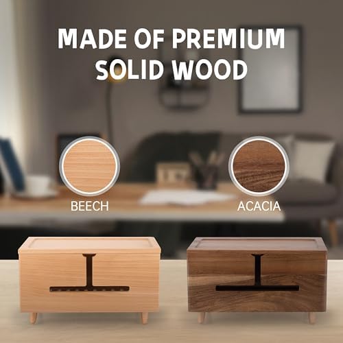 Natural Beechwood Large Cable Management Box for Power Strip & Cord Hider - Image 7