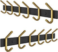 Coat Rack Wall Mount – Black and Gold Hook Rail with 6 Double Coat Hooks, 17 Inch Stainless Steel Wall Hooks for Entryway, Bathroom, Bedroom, Closet, Towel, Hat, Bag, Heavy Duty Organizer - 2 Pack by SAYONEYES