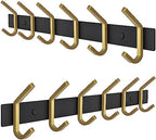Coat Rack Wall Mount – Black and Gold Hook Rail with 6 Double Coat Hooks, 17 Inch Stainless Steel Wall Hooks for Entryway, Bathroom, Bedroom, Closet, Towel, Hat, Bag, Heavy Duty Organizer - 2 Pack by SAYONEYES