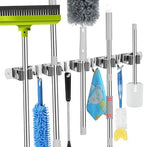 voze [2 Pack] 5 Racks and 4 Hooks Mop and Broom Holder Wall Mount, Self Adhesive Heavy Duty Broom Organizer Storage Tool Racks for Kitchen Garden Laundry Garage, 304 Stainless Steel, Silver - Image 2