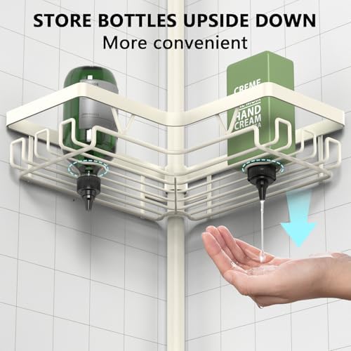 DAOYA Corner Shower Caddy Tension Pole - Adjustable Shower Caddy Off-white - Image 4