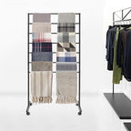 7 Tier Metal Display Rack with Wheels, Floor Standing Scarf Display Stand, Hijab Rack for Retail Stores, Towel, Belts, Ties, and Pants (Black, 7 Tier) - Image 4