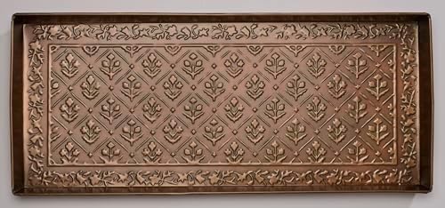 HF by LT Elowen Pattern Metal Boot Tray, 30 x 13 inches, Antique Copper Finish by HFbyLT