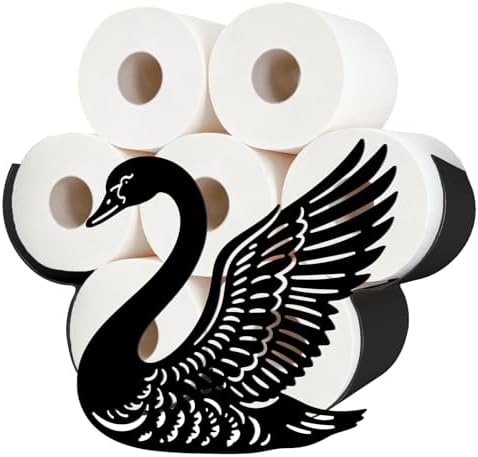 Swan Toilet Paper Holder Wall Mount/Stand for Extra 8 Rolls by WHIMSTITCH