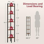 Tajsoon Corner Shelf Stand 5 Tier 60.5" with Metal Frame, Rustic Brown - Image 2