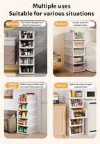 UDEAR 5 Pack Stackable Closet Storage Baskets, Foldable,White - Image 5
