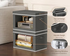 Homsorout Collapsible Storage Bins with Lids - Stackable Storage Containers with Window, 6 Pack Fabric Cube Bins for Closet, Home & Office Organization Baskets, Dark Gray, 14.9" x 9.8" x 9.8" - Image 4