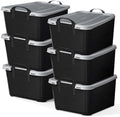 Life Story 6 Pack Stackable Storage Bin, 55 Qt Home Organizers, Black/Gray by LifeStory