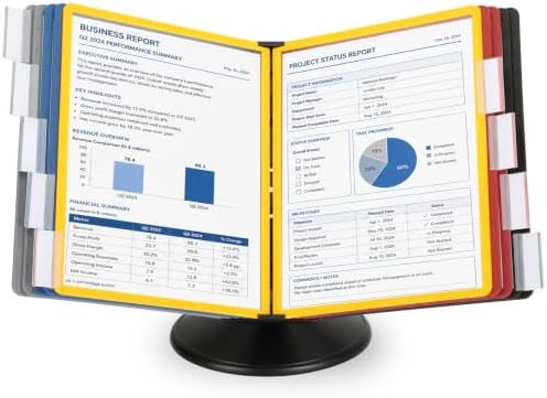 10‑Pocket Desktop Reference Display Organizer, 360° Rotatable Base by Unknown
