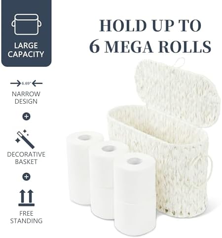 Coeusy Toilet Paper Basket with Lid, Wicker Basket for Bathroom Organizer - Image 4