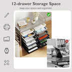 COSTWAY 12-Drawer Rolling Storage Cart, Utility Storage Organizer Cart - Image 4