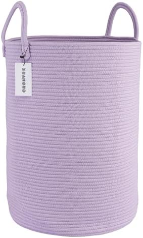 XUANGUO Rope Laundry Basket Hamper for Clothes Large Purple Lavender by XUANGUO