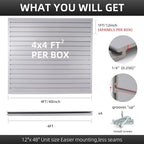 FRAYSCENT Slat Wall Paneling Garage Wall Organizer, Slatwall Panels Garage Tool Organizer Wall Mount Garage Slat Wall Storage Systems, Slat Board PVC Wall Panels Garage Storage (Grey, 4ftx4ft) - Image 3