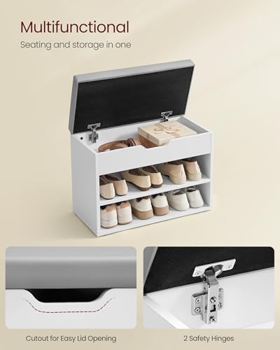 VASAGLE Storage Bench with Cushion, Shoe Bench, 11.8 x 23.6 x 17.3 Inches - Image 4