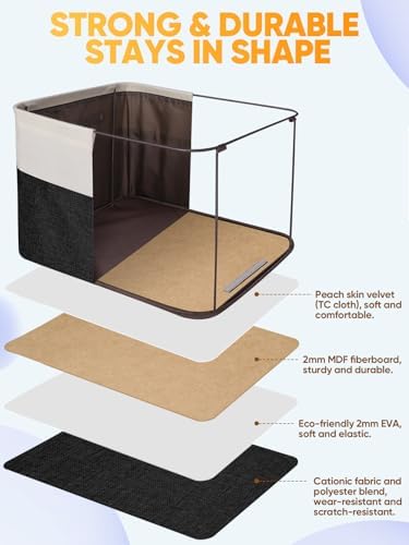 BALEINE 3 Pack Fabric Closet Storage Bins for Shelves, Linen Closet Organizers and Storage, Decorative Baskets for Organizing, Shelf, Clothes, Home, Office (Black, 17''x13''x10.5'') - Image 3