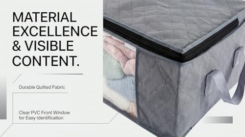 Storage Clothes Bins Closet Bags - 35L Containers Organizer Boxes Clothing Bin Organization for Organizing Blanket Pillow Sheet Sweater, Foldable Bedroom Small Storage Totes With Lids Zipper, 6pc Pack - Image 3