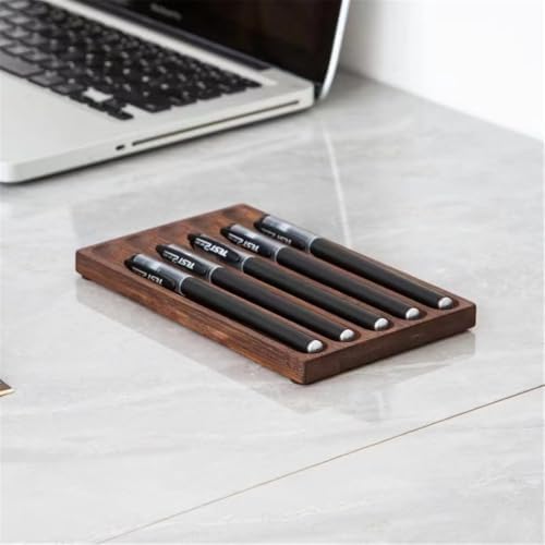 Pen holder Organizer of Office desks,Walnut Desk Pen Stand,Wave Pen Tray Accessory,Teacher Gifts,Suitable for School,Home,Desktop Art Accessories (Walnut, 5 Grid) - Image 5