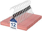 TOPIA HANGER 12 Pack Cedar Pants Hangers, Hair Extension Hangers Non Slip Skirt Hanger Wood Clamp with Velvet Padded 360° Swivel Hook for Jeans, Skirts, Trousers, Wigs CT67C by TOPIAHANGER