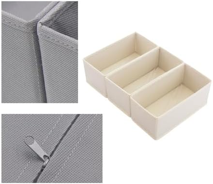Small Foldable Fabric Drawer Organizer 9 Pack Beige - 11“ Breathable Closet & Dresser Storage Bins for Socks, Underwear, Bras & Baby Clothes - Image 2