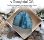 Nature's Decorations Teal Agate Bookends - A-Quality Medium Heavy Duty Geode, Turquoise & Aqua Premium Room Decor, Crystal Gift, 1 Pair (3-4 lbs) - Image 7