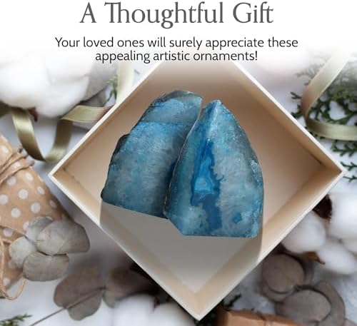 Nature's Decorations Teal Agate Bookends - A-Quality Medium Heavy Duty Geode, Turquoise & Aqua Premium Room Decor, Crystal Gift, 1 Pair (3-4 lbs) - Image 7