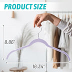 Sishynio Velvet Hangers 30 Pack, Non-Slip Slim Felt Clothes Hangers Purple - Image 6