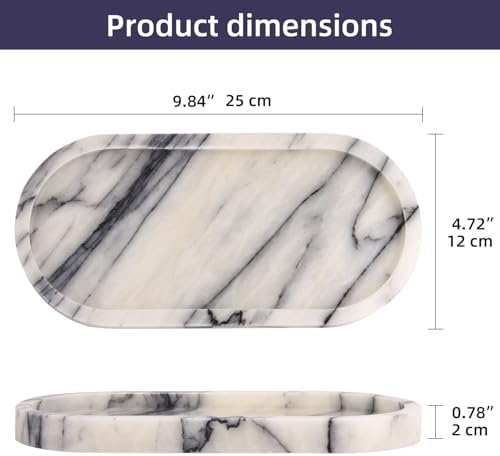 Natural Marble Tray Oval, Lilac, 10 x 5 x 0.6 - Image 2