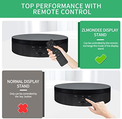 Remote Motorized Rotating Display Stand Turntable Motorized Lazy Susan with 5.74/7.08/8.66 inch Replacement Cover for Photography Products and Shows (Black) - Image 3