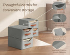 Homsorout Stackable Storage Drawers - Collapsible Storage Bins with Drawers, 4 Pack Closet Shelf Organizer Basket, Fabric Pull Out Organizer for Bedroom, Living Room, Dorm, Grey - Image 6