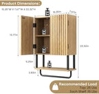 FerniTry Farmhouse Bathroom Wall Cabinet Fluted,Medicine Cabinet Over The Toilet Storage Cabinet with Adjustable Shelf, Wood Wall Mounted Storage Cabinet Organizer (Oak, Small) - Image 2
