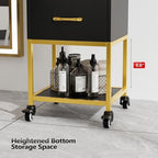 OmySalon Beauty Salon Storage Trolley Cart, Salon Station for Stylist, Wooden Hair Cabinet with Dryer Holder & Drawer, Hairdressing Tools Organizer Equipment for Spa Barbershop Lash Tattoo, Black - Image 5