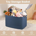 OIAHOMY 118L XXXLarge Rope Storage Basket, Oversized Blanket Basket Blue - Image 4