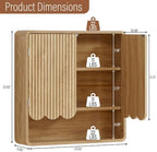 AVZEAR Fluted Bathroom Wall Cabinet Over the Toilet Storage Cabinet, Scalloped Medicine Cabinet with Adjustable Shelf, Wall Mounted Bathroom Cabinets, Natural - Image 2