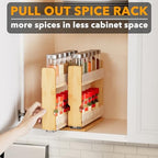 SpaceAid Bamboo Pull Out Spice Rack Organizer for Cabinet, Heavy Duty Slide Out Seasoning Kitchen Pantry Sliding Vertical Organization, 5.1" Wide, 2 Drawers(2" Wide), 2-Tier, Natural - Image 5