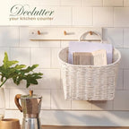 84ECO Set of 2 White Woven Paper Rope Hanging Baskets for Organizing, Front Door, Mail, Flowers - Image 5