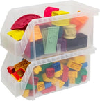 Akro-Mils ReadySpace Large Stackable Plastic Storage Bins, 6-Pack, Clear - Image 5