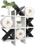 GENMOUS Handmade Tic Tac Toe Toilet Paper Holder For Black and White Bathroom Decor, Funny Wall Mounted Free Standing Toilet Tissue Paper Storage For Kids Guest Restroom Farmhouse Bathroom Decor White by GenMousCo