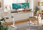 Claiks Standing Desk with Drawers & Wheels, 2 Height Shelf 63" Natural - Image 2