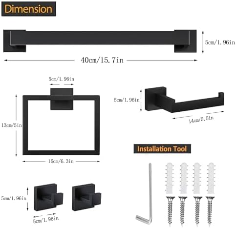 JOPOFI 10 Piece Towel Bar Set - 15.7Inch Bath Towel Holder - Matte Black - Image 6