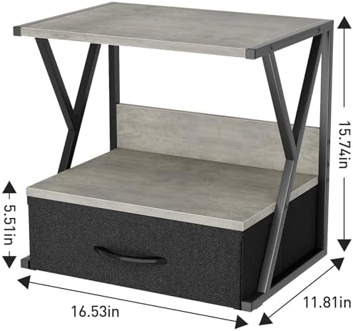 aboxoo Printer Stand for Desk with Storage Drawer, 2 Tier Desktop Or Under Desk Shelf, Multi-Purpose Desks Organizer for Home Office, fit Fax Machine/3D Printer/Scanner, Grey - Image 3