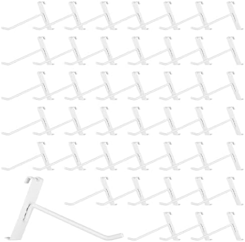 60 Pack Grid Wall Display Hooks, Metal Gridwall Accessories for Retail Stores, Trade Shows, Art and Craft Displays (White, 4 Inch) by Unknown