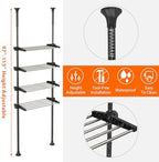 4-Tier Over The Toilet Storage Shelf, 4.5-9.5 FT Adjustable Bathroom Organizer, Heavy Duty Metal Shelves Above Behind Toilet Laundry, Space-Saving Shelving for Small Rooms, No Drill Tenant Friendly - Image 2