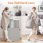 Lifewit Double Laundry Hamper with Lid, Removable Laundry Bags, Silver Gray - Image 4